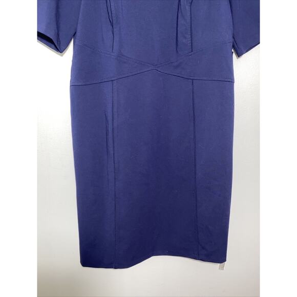 ELOQUII Jersey Knit Fitted Plus Dress Sz 18 Maritime Blu Half Sleeve Stretch NWT - Picture 4 of 16
